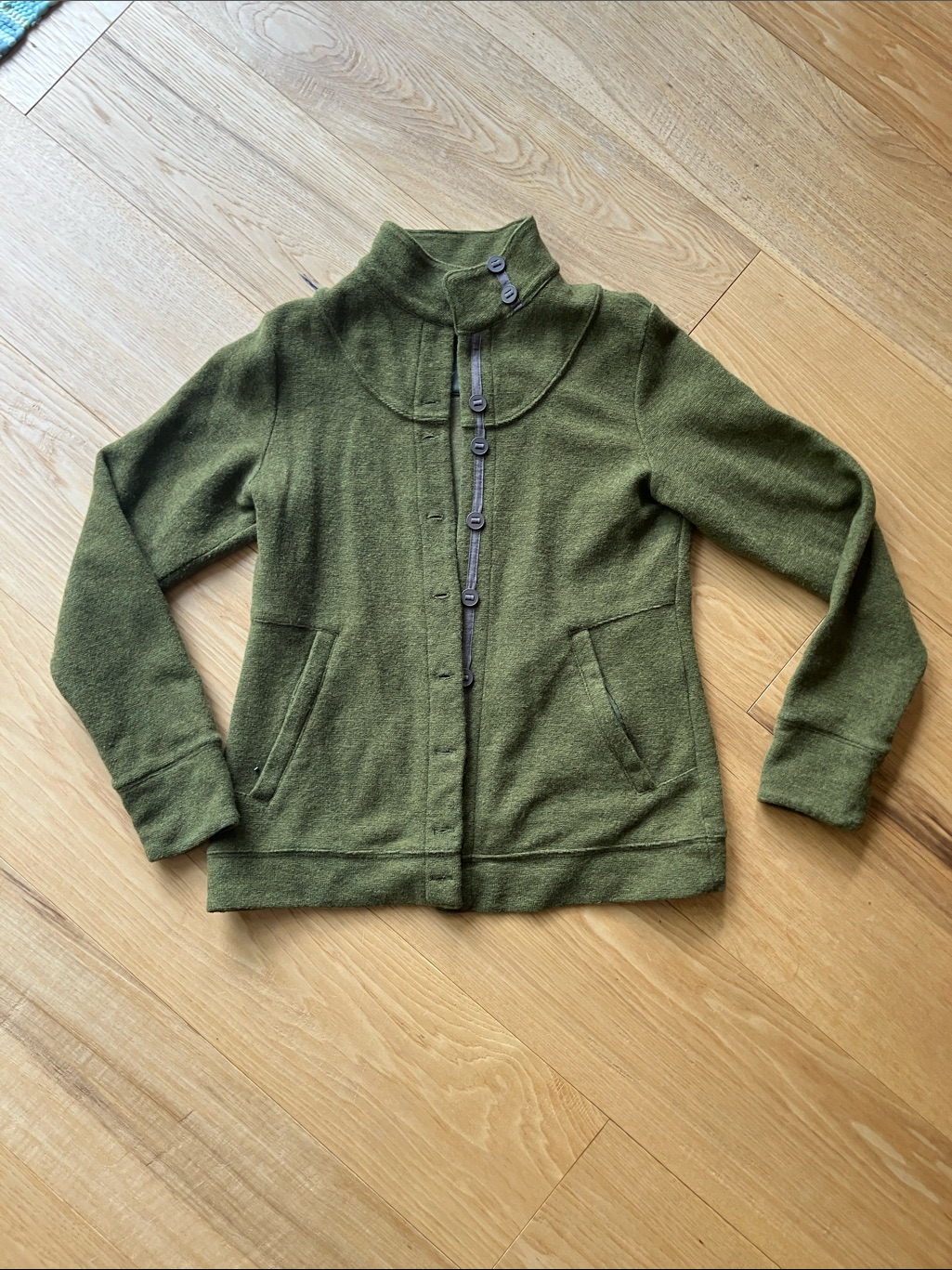 Ibex Olive Green Carrie Sweater Jacket